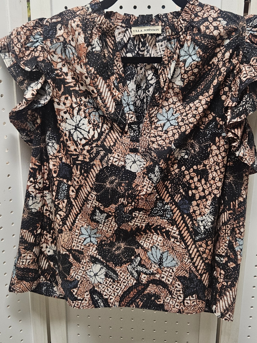 Ulla Johnson Batik Ruffle Cotton Blouse - Size 4 (Minor Flaw)